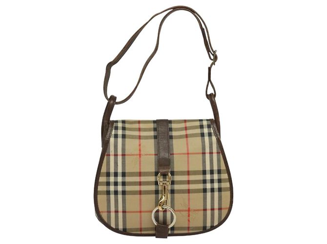 Autre Marque Borsa a Spalla Burberrys Nova Check in Tela Beige Oro Auth 117545 D'oro - vista 2