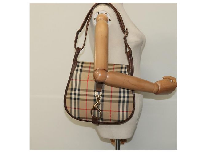 Autre Marque Borsa a Spalla Burberrys Nova Check in Tela Beige Oro Auth 117545 D'oro - vista 22
