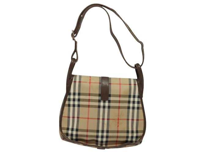 Autre Marque Borsa a Spalla Burberrys Nova Check in Tela Beige Oro Auth 117545 D'oro - vista 3