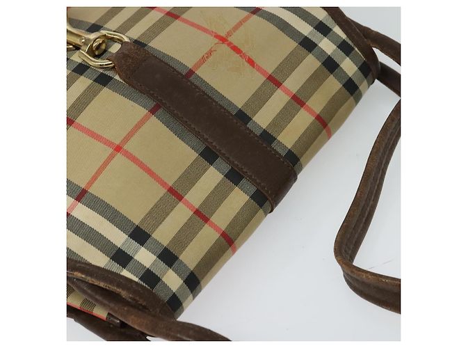 Autre Marque Borsa a Spalla Burberrys Nova Check in Tela Beige Oro Auth 117545 D'oro - vista 6