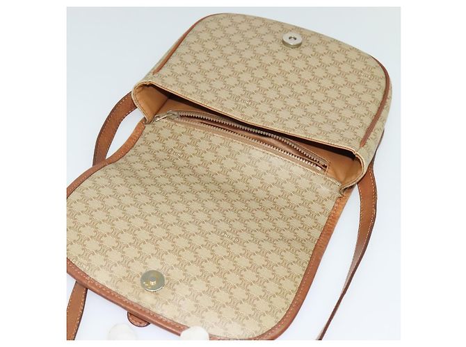 Céline Borsa a spalla in tela Macadam CELINE PVC beige oro Auth 118209 D'oro - vista 15