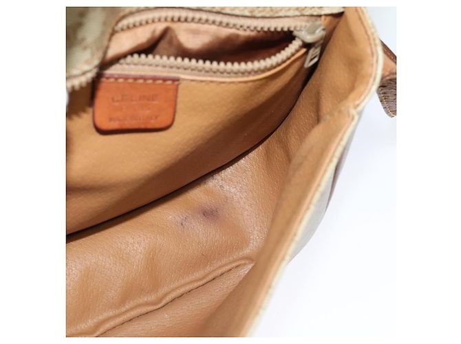 Céline Borsa a spalla in tela Macadam CELINE PVC beige oro Auth 118209 D'oro - vista 18