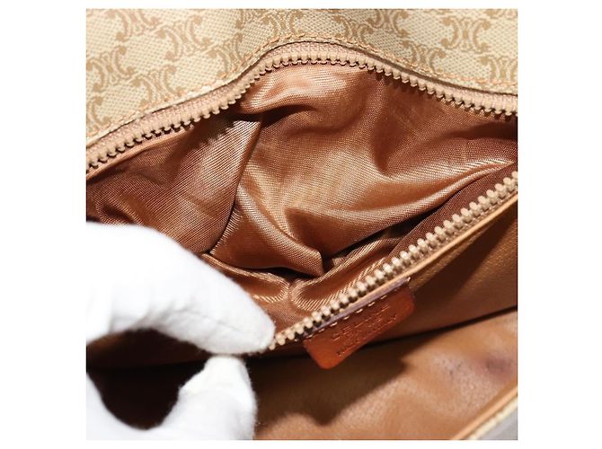 Céline Borsa a spalla in tela Macadam CELINE PVC beige oro Auth 118209 D'oro - vista 20