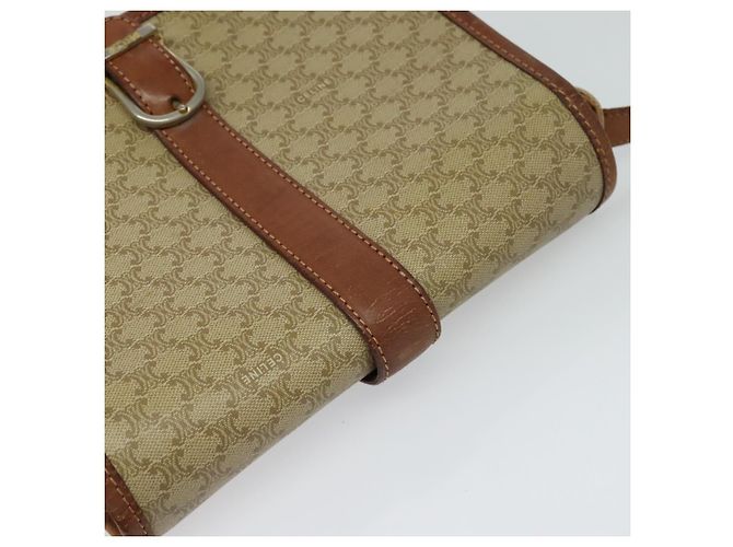 Céline Borsa a spalla in tela Macadam CELINE PVC beige oro Auth 118209 D'oro - vista 6