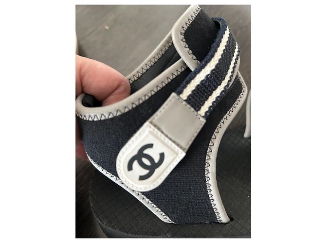 Sandali Chanel Neri in Gomma Taglia 40 Nero - vista 5