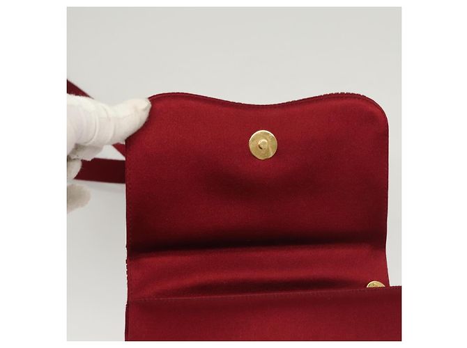 Borsa a Spalla CHANEL Seta Rossa CC Auth bs24300 Rosso - vista 14