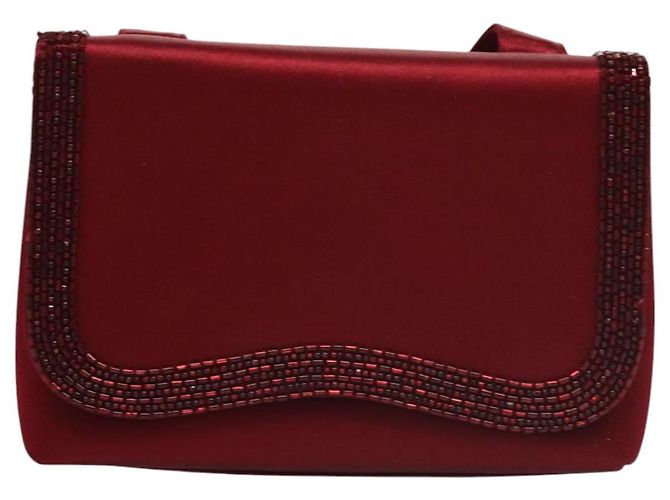 Borsa a Spalla CHANEL Seta Rossa CC Auth bs24300 Rosso - vista 2