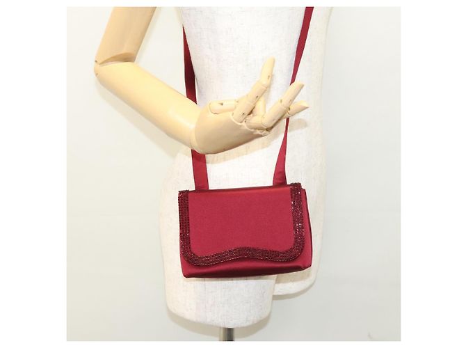 Borsa a Spalla CHANEL Seta Rossa CC Auth bs24300 Rosso - vista 24