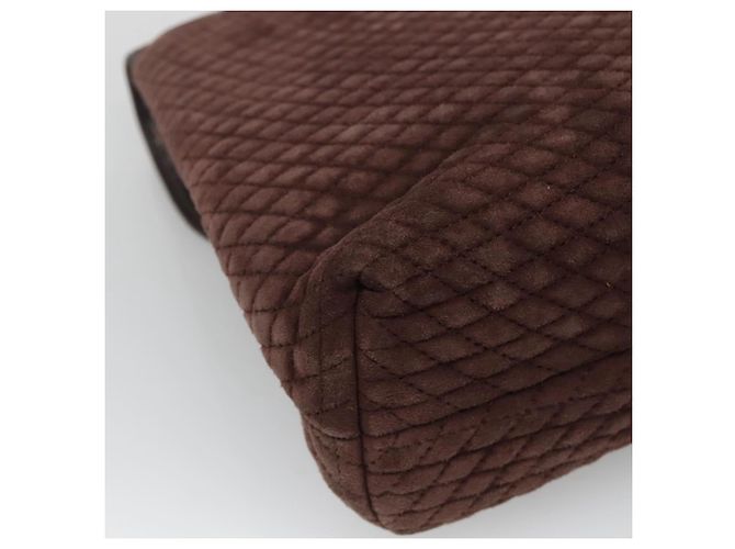 BALLY Borsa a mano trapuntata in suede marrone scuro oro Auth BA1447 D'oro - vista 13
