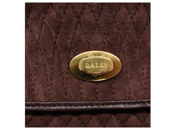 BALLY Borsa a mano trapuntata in suede marrone scuro oro Auth BA1447 D'oro - vista 14