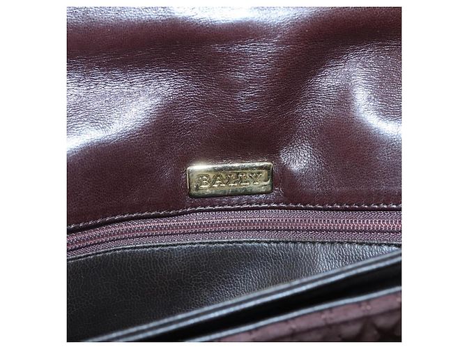 BALLY Borsa a mano trapuntata in suede marrone scuro oro Auth BA1447 D'oro - vista 15
