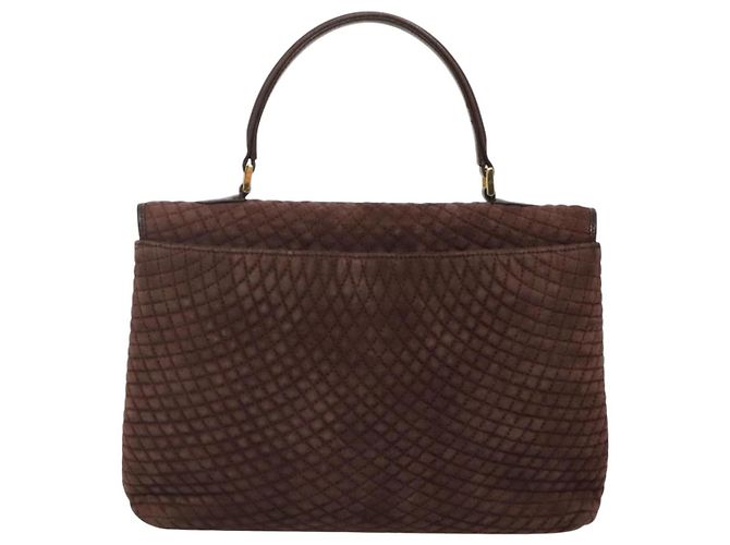 BALLY Borsa a mano trapuntata in suede marrone scuro oro Auth BA1447 D'oro - vista 3