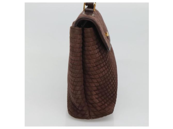 BALLY Borsa a mano trapuntata in suede marrone scuro oro Auth BA1447 D'oro - vista 4