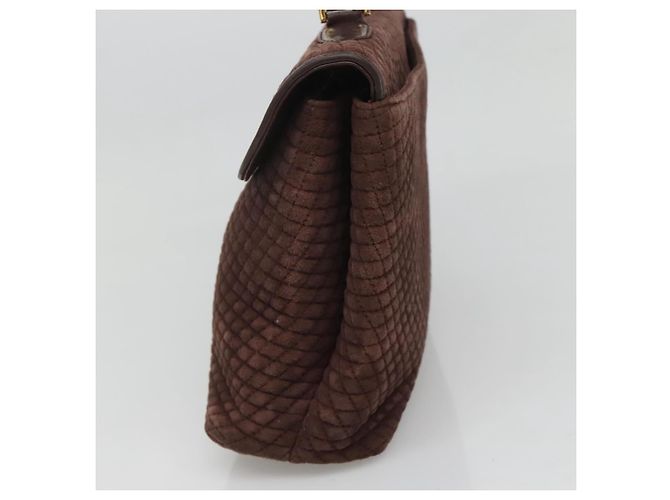 BALLY Borsa a mano trapuntata in suede marrone scuro oro Auth BA1447 D'oro - vista 5