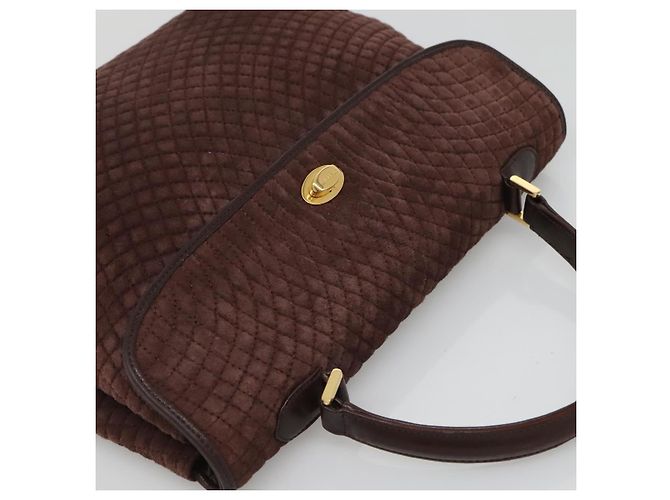 BALLY Borsa a mano trapuntata in suede marrone scuro oro Auth BA1447 D'oro - vista 6