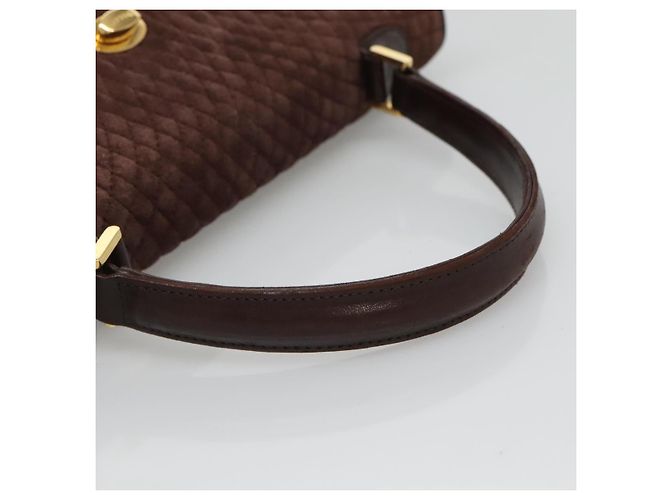 BALLY Borsa a mano trapuntata in suede marrone scuro oro Auth BA1447 D'oro - vista 7