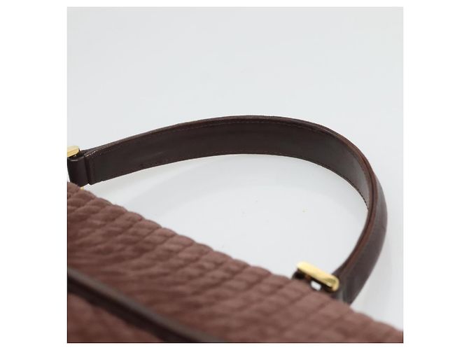 BALLY Borsa a mano trapuntata in suede marrone scuro oro Auth BA1447 D'oro - vista 8