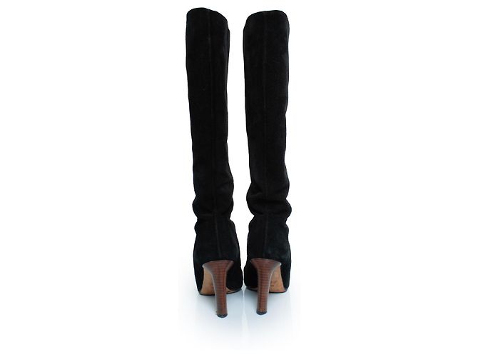 Gucci, schwarze Wildlederknieboots mit GG-Logo - Ansicht 3