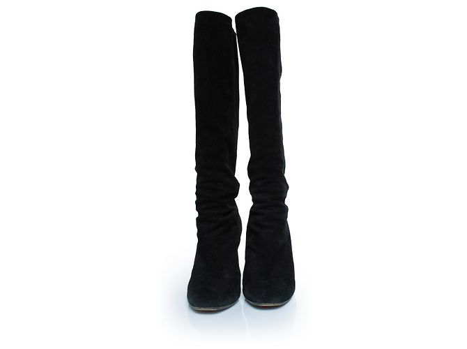 Gucci, schwarze Wildlederknieboots mit GG-Logo - Ansicht 5
