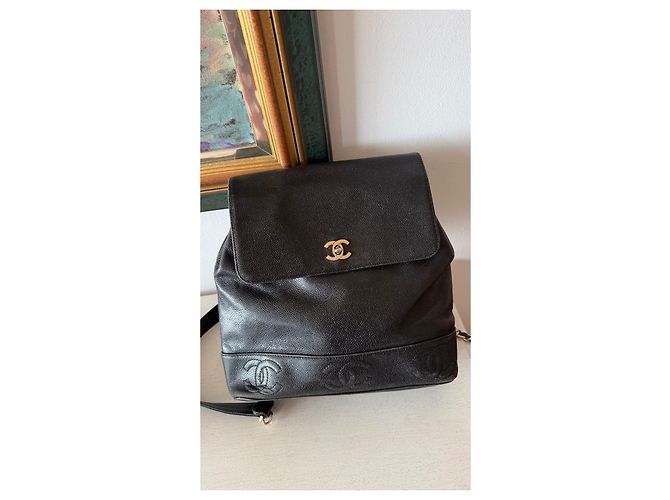 Chanel Backpack Black Grained Leather - view 2