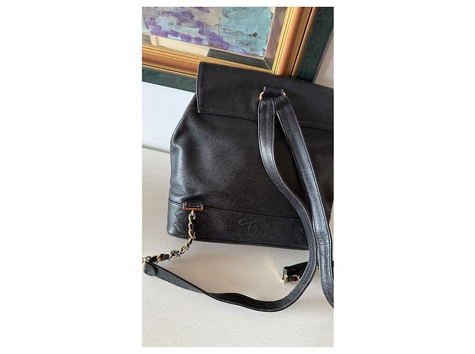 Chanel Backpack Black Grained Leather - view 8