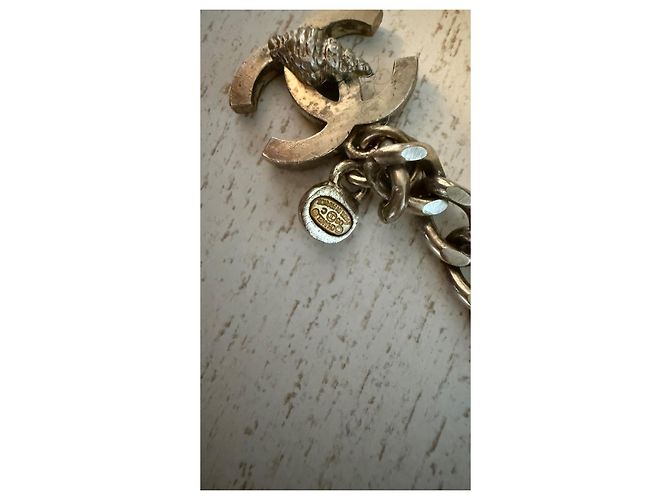 Cintura a catena Chanel con conchiglia e logo Metallico - vista 6