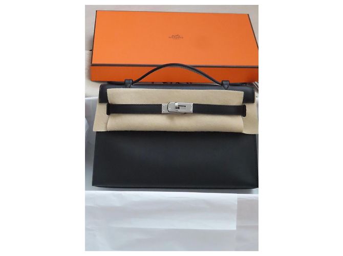 HERMÈS KELLY POCHETTE 2023 HSS NERO SWIFT GRIGIO PERLA - vista 2