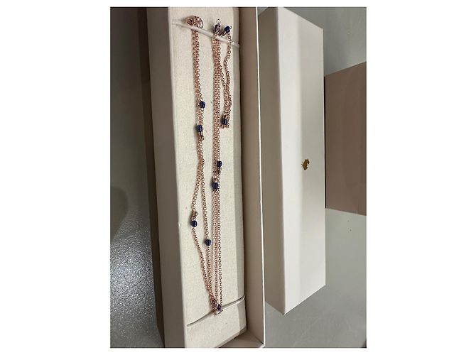 Dodo Pomellato Dodo Collana Mini Granelli Oro Rosa & Ceramica  90 cm Blu D'oro - vista 3
