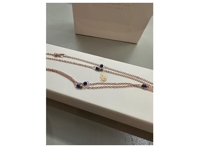 Dodo Pomellato Dodo Collana Mini Granelli Oro Rosa & Ceramica  90 cm Blu D'oro - vista 6