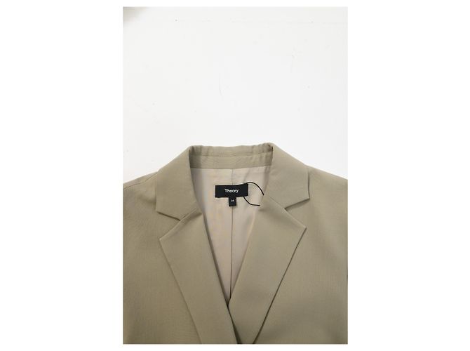 Blazer de doble botonadura en lana verde de Theory - vista 10