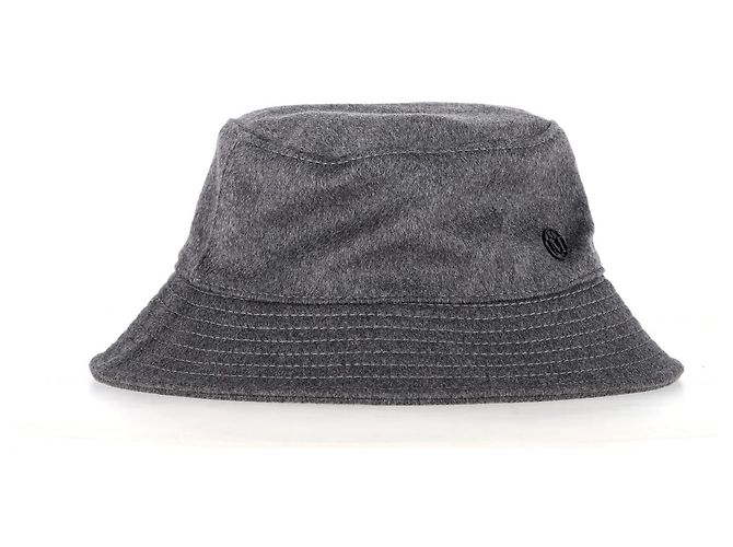 Sombrero bucket de lana gris con logo aplicado Maison Michel Angele - vista 5