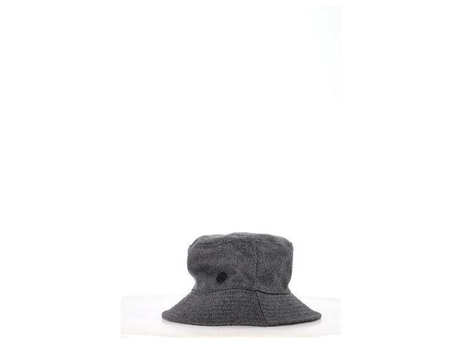 Sombrero bucket de lana gris con logo aplicado Maison Michel Angele - vista 6
