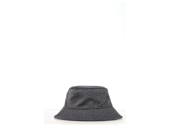 Sombrero bucket de lana gris con logo aplicado Maison Michel Angele - vista 7