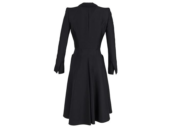 Midi-Mantelkleid aus schwarzer Wolle von Alexander Mcqueen - Ansicht 3