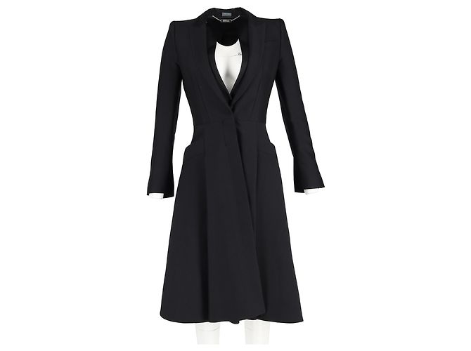 Midi-Mantelkleid aus schwarzer Wolle von Alexander Mcqueen - Ansicht 4