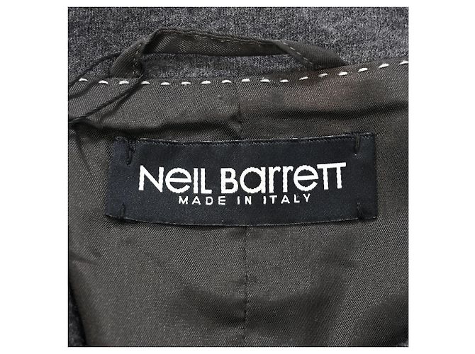Abrigo Neil Barrett con bufanda de algodón gris - vista 4