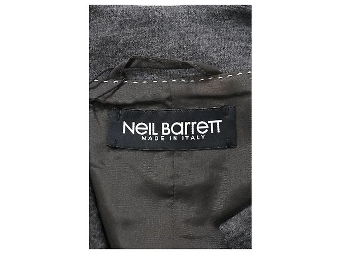 Abrigo Neil Barrett con bufanda de algodón gris - vista 9