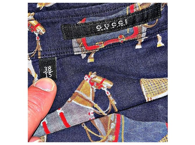 Authentische Gucci Tom Ford Pferdemotiv Hemd Blau - Ansicht 6