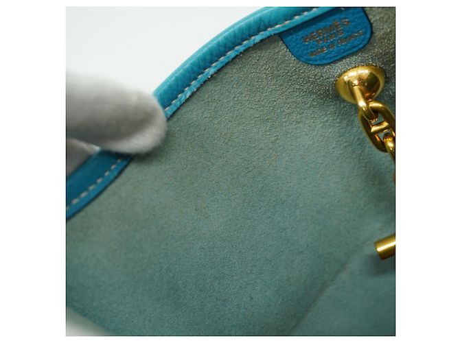 Hermès Borsa a Spalla Hermes Vespa PM Togo Blu Jeans - vista 11