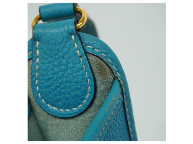 Hermès Borsa a Spalla Hermes Vespa PM Togo Blu Jeans - vista 13