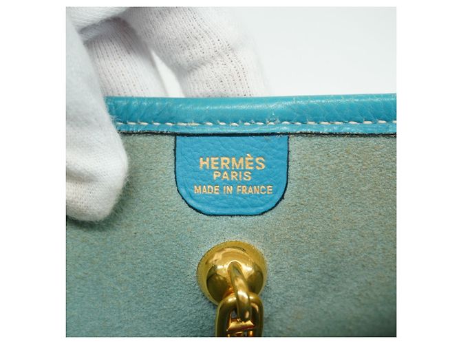 Hermès Borsa a Spalla Hermes Vespa PM Togo Blu Jeans - vista 5