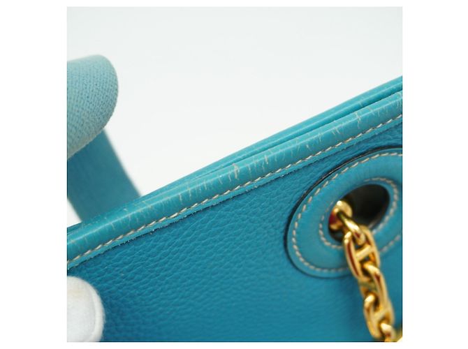 Hermès Borsa a Spalla Hermes Vespa PM Togo Blu Jeans - vista 7