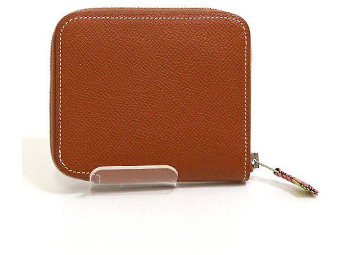 Porta-moedas compacto em seda Azap da Hermès Dourado - vista 2