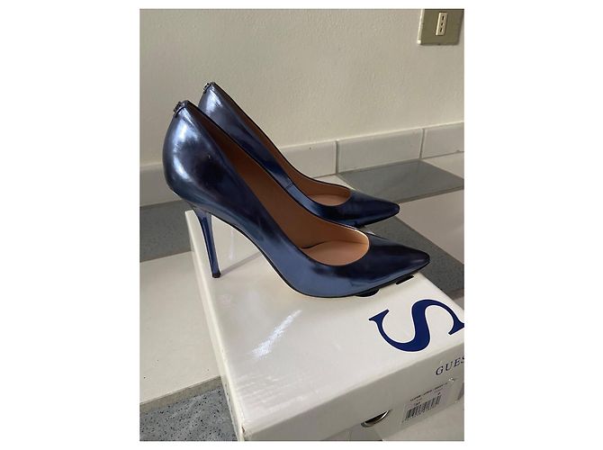 Décolleté Guess in pelle blu - vista 2