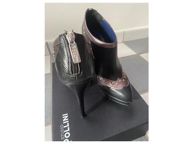 Botines con plataforma Studio Pollini de piel negro bronce - vista 3