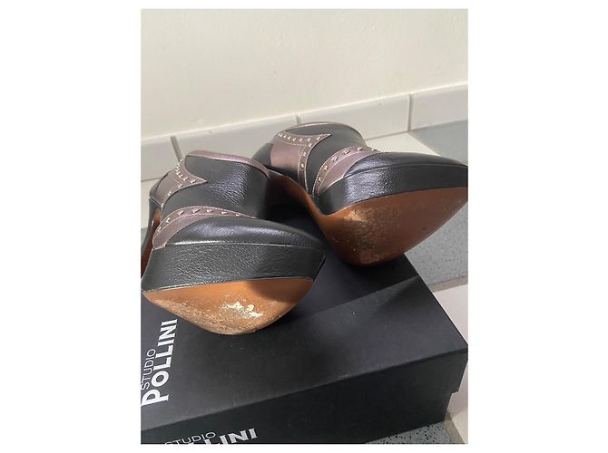 Botines con plataforma Studio Pollini de piel negro bronce - vista 6