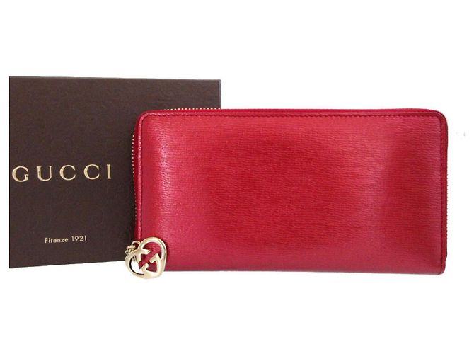 Gucci Herz verschlungenes Leder Langbörse Rot - Ansicht 3
