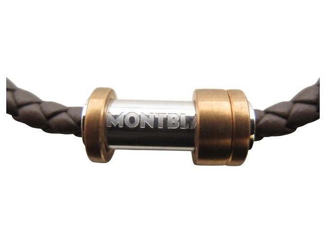 NUOVO BRACCIALE MONTBLANC M61026 IN PELLE INTRECCIATA MARRONE 19CM - vista 14
