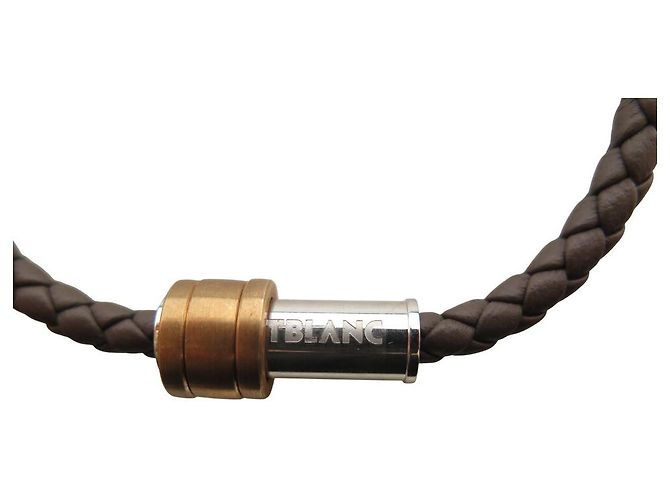 NUOVO BRACCIALE MONTBLANC M61026 IN PELLE INTRECCIATA MARRONE 19CM - vista 15