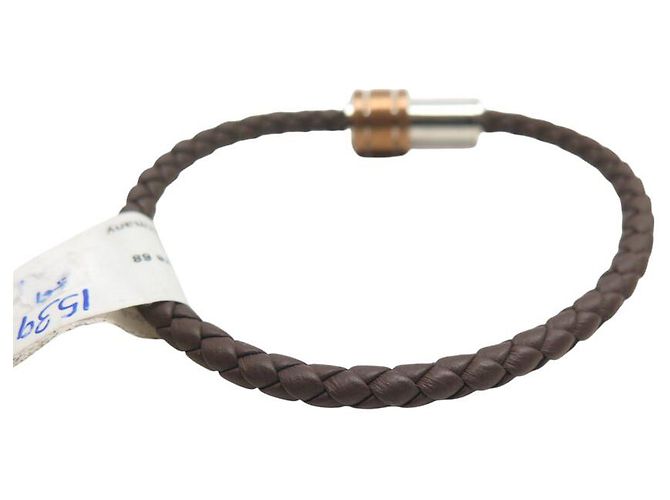 NUOVO BRACCIALE MONTBLANC M61026 IN PELLE INTRECCIATA MARRONE 19CM - vista 3